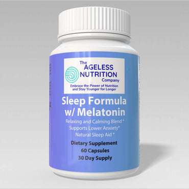 Sleep Supplement For Older Adults - Ageless Sleep Formula with Melatonin, 60 capsules, dietary supplement for relaxation.